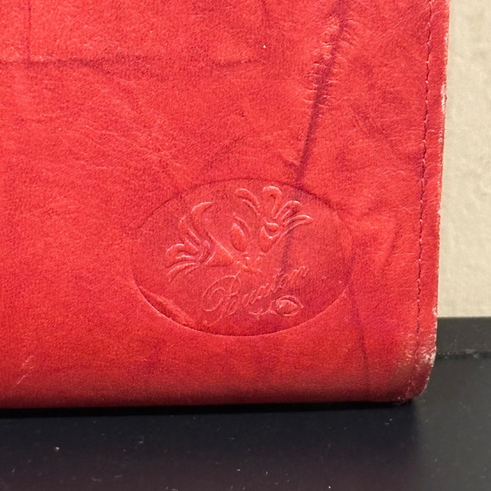 Buxton Red Genuine Leather Tab Clutch Wallet Organizer with Coin Pocket